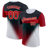 Custom Black Red-White 3D Pattern Design Gradient Sportswear Performance T-Shirt