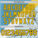 Custom Blue Yellow White-Black 3D Pattern Design Geometric Shape Sportswear Performance T-Shirt