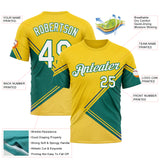 Custom Yellow White-Kelly Green 3D Pattern Design Brazil Jamaica Sportswear Performance T-Shirt