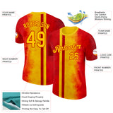 Custom Red Yellow 3D Pattern Design Spain Gradient Sportswear Performance T-Shirt