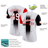 Custom White Black-Red 3D Pattern Design Gradient Cross Sportswear Performance T-Shirt