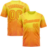 Custom Yellow Orange 3D Pattern Design Anime Inspired Gradient Sportswear Performance T-Shirt