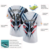 Custom White Black-Red 3D Pattern Design Abstract Shape Sportswear Performance T-Shirt