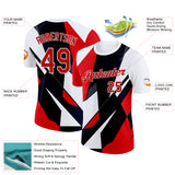 Custom White Red-Black 3D Pattern Design Geometric Shape Sportswear Performance T-Shirt