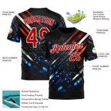 Custom Blue Red-White 3D Pattern Design Water Droplet Sportswear Performance T-Shirt