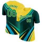 Custom Yellow Grass Green Blue-White 3D Pattern Design Brazil Sportswear Performance T-Shirt
