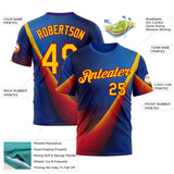 Custom Blue Yellow-Red 3D Pattern Design Romania Colombia Sportswear Performance T-Shirt