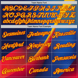 Custom Blue Yellow-Red 3D Pattern Design Romania Colombia Sportswear Performance T-Shirt