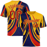 Custom Yellow Red-Blue 3D Pattern Design Romania Colombia Sportswear Performance T-Shirt