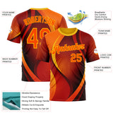 Custom Orange Yellow 3D Pattern Design Gradient Sport Wear Performance T-Shirt
