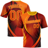 Custom Orange Yellow 3D Pattern Design Gradient Sport Wear Performance T-Shirt
