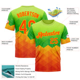 Custom Green Orange-Yellow 3D Pattern Design Gradient Sport Wear Performance T-Shirt