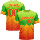 Custom Green Orange-Yellow 3D Pattern Design Gradient Sport Wear Performance T-Shirt