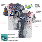 Custom White Navy 3D Pattern Design Gradient Dots Sport Wear Performance T-Shirt