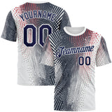 Custom White Navy 3D Pattern Design Gradient Dots Sport Wear Performance T-Shirt