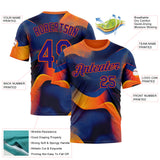 Custom Orange Dark Purple-Blue 3D Pattern Design Gradient Sport Wear Performance T-Shirt