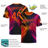Custom Orange Pink-Dark Purple 3D Pattern Design Gradient Sport Wear Performance T-Shirt