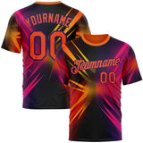 Custom Orange Pink-Dark Purple 3D Pattern Design Gradient Sport Wear Performance T-Shirt