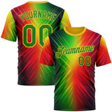 Custom Red Grass Green-Yellow 3D Pattern Design Gradient Sport Wear Performance T-Shirt