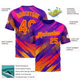 Custom Purple Orange-Yellow 3D Pattern Design Splash Sport Wear Performance T-Shirt