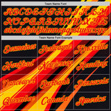 Custom Black Fire Red-Yellow 3D Pattern Design Line Sport Wear Performance T-Shirt