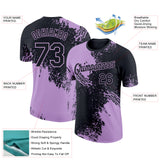 Custom Black Light Purple 3D Pattern Design Abstract Brush Stroke Performance T-Shirt