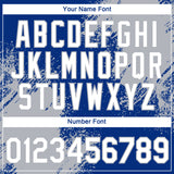 Custom Royal White-Gray 3D Pattern Design Abstract Brush Stroke Performance T-Shirt