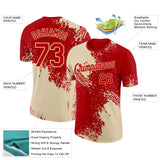 Custom Red Cream 3D Pattern Design Abstract Brush Stroke Performance T-Shirt