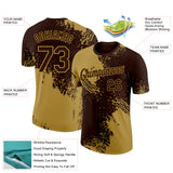 Custom Brown Old Gold 3D Pattern Design Abstract Brush Stroke Performance T-Shirt