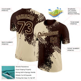 Custom Brown Cream 3D Pattern Design Abstract Brush Stroke Performance T-Shirt