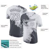 Custom White Steel Gray 3D Pattern Design Abstract Brush Stroke Performance T-Shirt