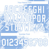 Custom White Light Blue 3D Pattern Design Abstract Brush Stroke Performance T-Shirt