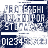 Custom White Navy 3D Pattern Design Abstract Brush Stroke Performance T-Shirt