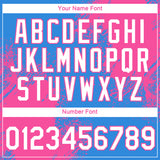 Custom Powder Blue White-Pink 3D Pattern Design Abstract Brush Stroke Performance T-Shirt