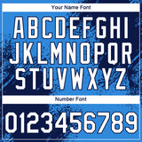 Custom Powder Blue White-Navy 3D Pattern Design Abstract Brush Stroke Performance T-Shirt