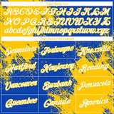 Custom Thunder Blue White-Yellow 3D Pattern Design Abstract Brush Stroke Performance T-Shirt