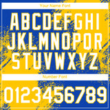 Custom Thunder Blue White-Yellow 3D Pattern Design Abstract Brush Stroke Performance T-Shirt