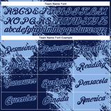 Custom Navy Light Blue 3D Pattern Design Abstract Brush Stroke Performance T-Shirt