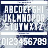 Custom Navy White-Silver 3D Pattern Design Abstract Brush Stroke Performance T-Shirt