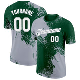 Custom Green White-Gray 3D Pattern Design Abstract Brush Stroke Performance T-Shirt