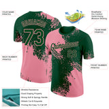 Custom Green Medium Pink 3D Pattern Design Abstract Brush Stroke Performance T-Shirt