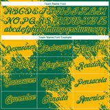 Custom Kelly Green Gold 3D Pattern Design Abstract Brush Stroke Performance T-Shirt