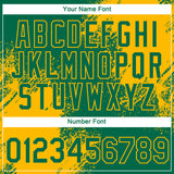 Custom Kelly Green Gold 3D Pattern Design Abstract Brush Stroke Performance T-Shirt