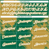 Custom Kelly Green White-Old Gold 3D Pattern Design Abstract Brush Stroke Performance T-Shirt