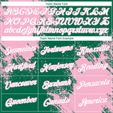 Custom Kelly Green White-Light Pink 3D Pattern Design Abstract Brush Stroke Performance T-Shirt