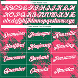 Custom Kelly Green White-Neon Pink 3D Pattern Design Abstract Brush Stroke Performance T-Shirt