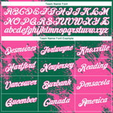 Custom Kelly Green White-Pink 3D Pattern Design Abstract Brush Stroke Performance T-Shirt