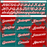 Custom Teal White-Red 3D Pattern Design Abstract Brush Stroke Performance T-Shirt