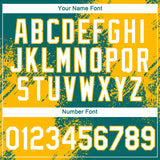 Custom Teal White-Gold 3D Pattern Design Abstract Brush Stroke Performance T-Shirt