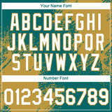 Custom Teal White-Old Gold 3D Pattern Design Abstract Brush Stroke Performance T-Shirt